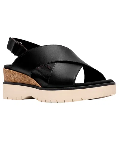 CLARKS WOMEN'S DIAZ CROSS ROUND TOE WEDGE SANDALS