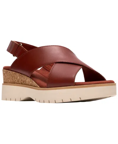 Clarks Wide Width Diaz Cross Wedge Sandal In Burgundy