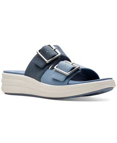 Clarks Women's Drift Buckle Slip-on Slide Wedge Sandals In Blue Multi