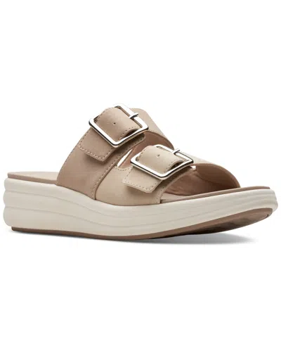 Clarks Women's Drift Buckle Slip-on Slide Wedge Sandals In Sand Multi