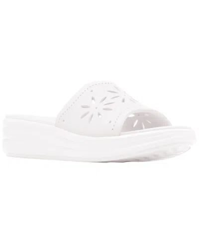 Clarks Women's Drift Floral Slip-on Wedge Sandals In White