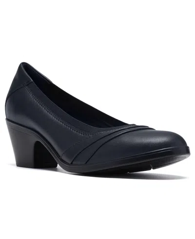 Clarks Women's Emily 2 Gracie Block Heel Round Toe Leather Pumps In Navy Leather
