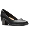 Clarks Women's Emily Ruby Block-heel Comfort Pumps In Black Leather