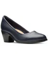 Clarks Women's Teresa Step Block-heel Comfort Pumps Women's Shoes In Navy Leather