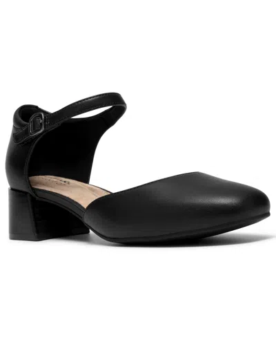 Clarks Women's Iridessa Block Heel Ankle Strap Pumps In Black Leather