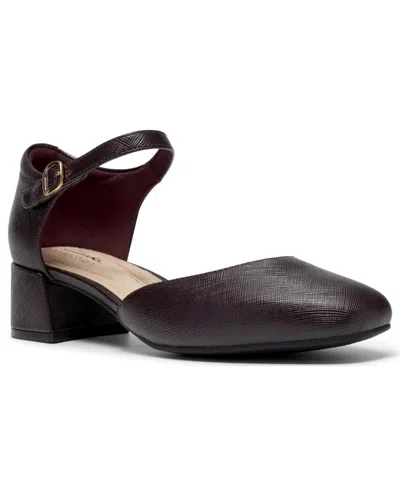 Clarks Women's Iridessa Block Heel Ankle Strap Pumps In Merlot Interest