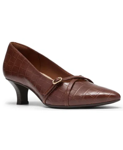 Clarks Women's Kepley Star Kitten Heel Dress Pumps In Dark Tan Croc