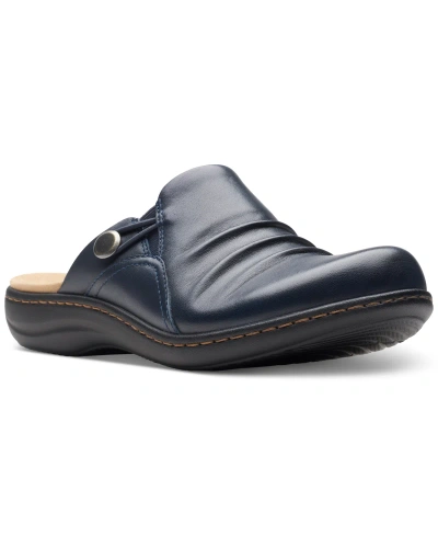 Clarks Women's Laurieann Bay Slip-on Ruched Slide Flats In Navy Leather