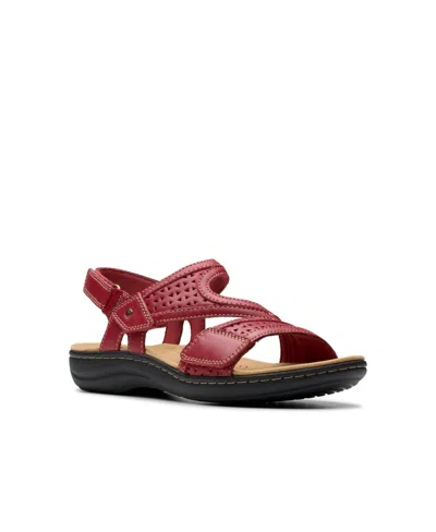 Clarks Women's Laurieann Faye Slip On Flat Sandals In Red Leather