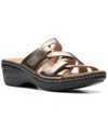Clarks Merliah Karli Womens Leather Slip On Strappy Sandals In Metallic Leather
