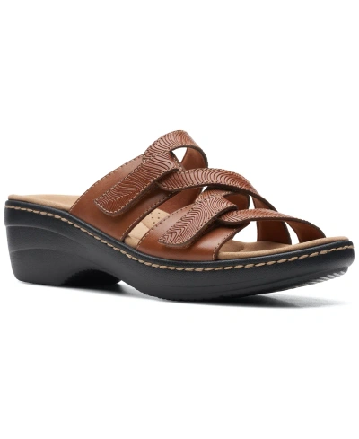 Clarks Women's Merliah Karli Slip-on Strappy Sandals In Tan Leather