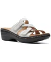Clarks Merliah Karli Womens Faux Leather Slip On Wedge Sandals In White Leather