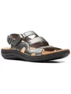 Clarks Merliah Karli Womens Faux Leather Slip On Wedge Sandals In Silver