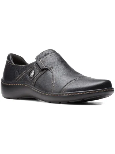 Clarks Womens Leather Comfort Flats Shoes In Black