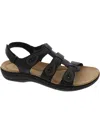 Clarks Merliah Derby Womens Leather Open Toe Wedge Sandals In Black