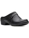 CLARKS WOMENS LEATHER SLIP-ON CLOGS