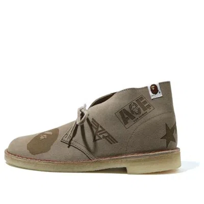 Clarks X A Bathing Ape Desert Boots 'grey Embossed' In Nude