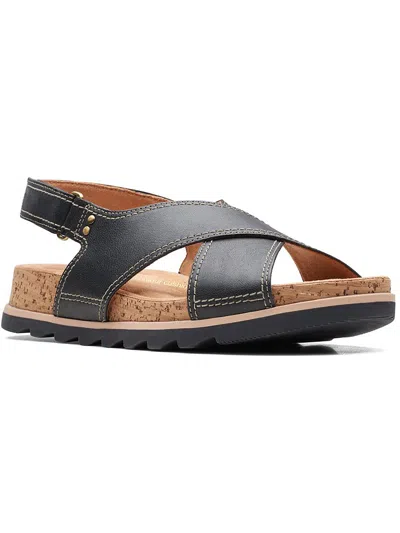 Clarks Yacht Cross Womens Leather Cork Slingback Sandals In Brown