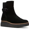 Clarks Zylah Rose Suede Boot In Black