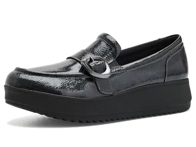Clarks Zylah Vine Women's Flat Shoes Grey Metallic Synthetic: 11 D - Wide, Faux Leather In Black