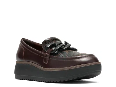 Clarks Zylah Wedge Loafer In Dark Brown