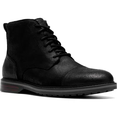 Clarksr Clarks(r) Aldwin Leather Cap Toe Boot In Black Suede