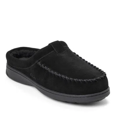 Clarksr Clarks(r) Cow Suede Moc Toe Clog With Tab Detail Slippers In Black