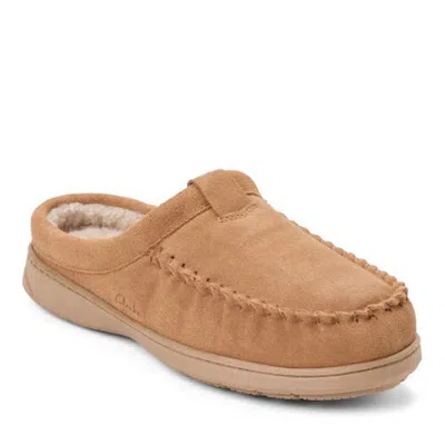 Clarksr Clarks(r) Cow Suede Moc Toe Clog With Tab Detail Slippers In Cognac