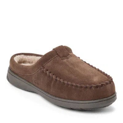 Clarksr Clarks(r) Cow Suede Moc Toe Clog With Tab Detail Slippers In Dark Brown