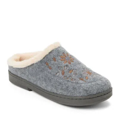 Clarksr Clarks(r) Felted Clog With Faux Fur Cuff & Embroidery Detail Slippers In Light Grey