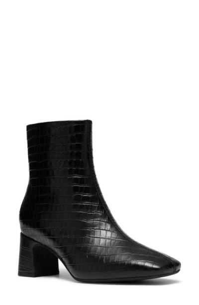 Clarksr Clarks(r) Fernie Croc Embossed Leather Bootie In Black Croc