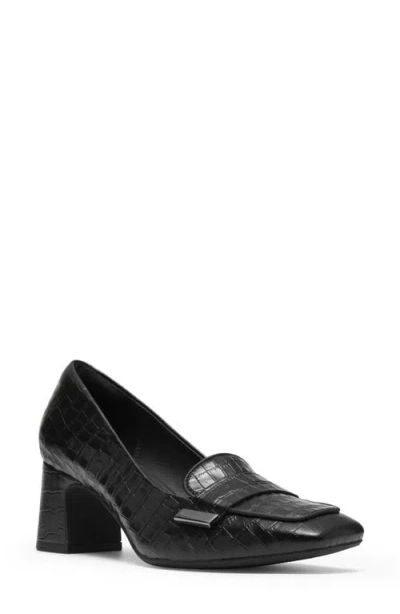 Clarksr Clarks(r) Fernie Edge Croc Embossed Leather Pump In Black Croc