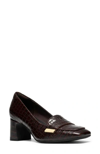 Clarksr Clarks(r) Fernie Edge Croc Embossed Leather Pump In Dark Brown Croc