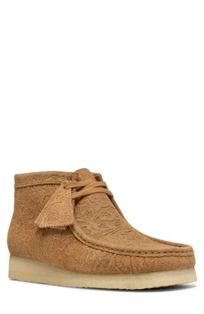 Clarksr Clarks(r) Floral Embossed Wallabee Suede Boot In Light Tan Emb