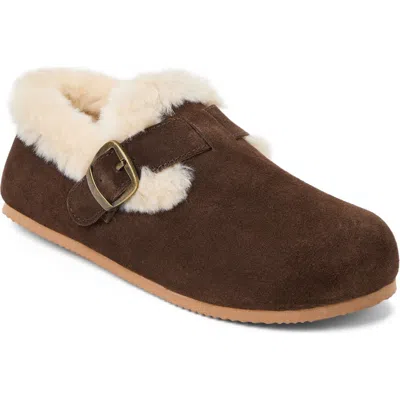 Clarksr Clarks(r) Genuine Cow Suede Buckle Closed Back Slippers In Chocolate