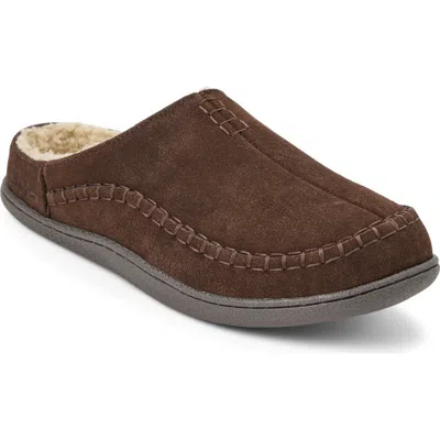Clarksr Clarks(r) Genuine Cow Suede Clog With Accent Stitch Detail Slippers In Dark Brown