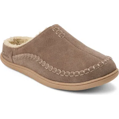 Clarksr Clarks(r) Genuine Cow Suede Clog With Accent Stitch Detail Slippers In Taupe