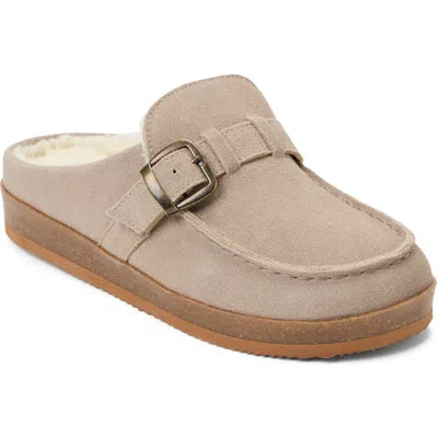 Clarksr Clarks(r) Genuine Cow Suede Clog With Buckle Strap Slippers In Stone