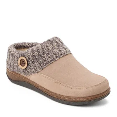 Clarksr Clarks(r) Genuine Cow Suede Clog With Sweater Cuff Slippers In Bella Taupe