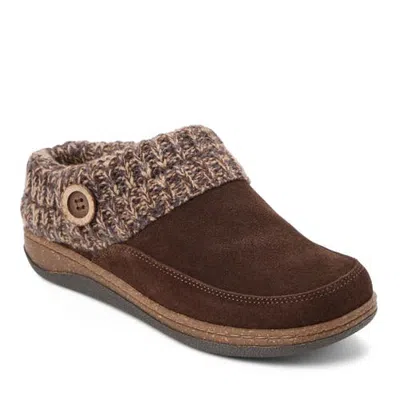 Clarksr Clarks(r) Genuine Cow Suede Clog With Sweater Cuff Slippers In Chocolate