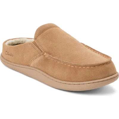 Clarksr Clarks(r) Genuine Cow Suede Moc Toe Clog With Elastic Twin Gore Slippers In Cinnamon