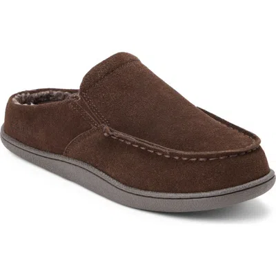 Clarksr Clarks(r) Genuine Cow Suede Moc Toe Clog With Elastic Twin Gore Slippers In Dark Brown
