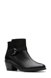 Clarksr Clarks(r) Neva Buckle Bootie In Black Leather