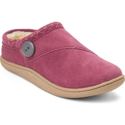 Clarksr Clarks(r) Suede Clog With Embroid & Wood Button Slippers In Rose