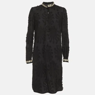 Class By Roberto Cavalli Black Cotton Embellished Mini Dress