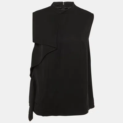 Class By Roberto Cavalli Black Crepe Draped Sleeveless Top