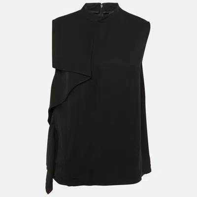 Pre-owned Class By Roberto Cavalli Black Crepe Draped Sleeveless Top L