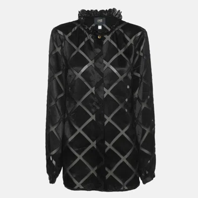 Class By Roberto Cavalli Black Diamond Pattern Chiffon Blouse