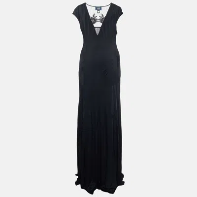 Class By Roberto Cavalli Black Jersey Embellished Sleeveless Maxi Dress