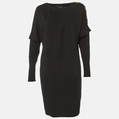 Class By Roberto Cavalli Black Jersey Panelled Knee-length Dress